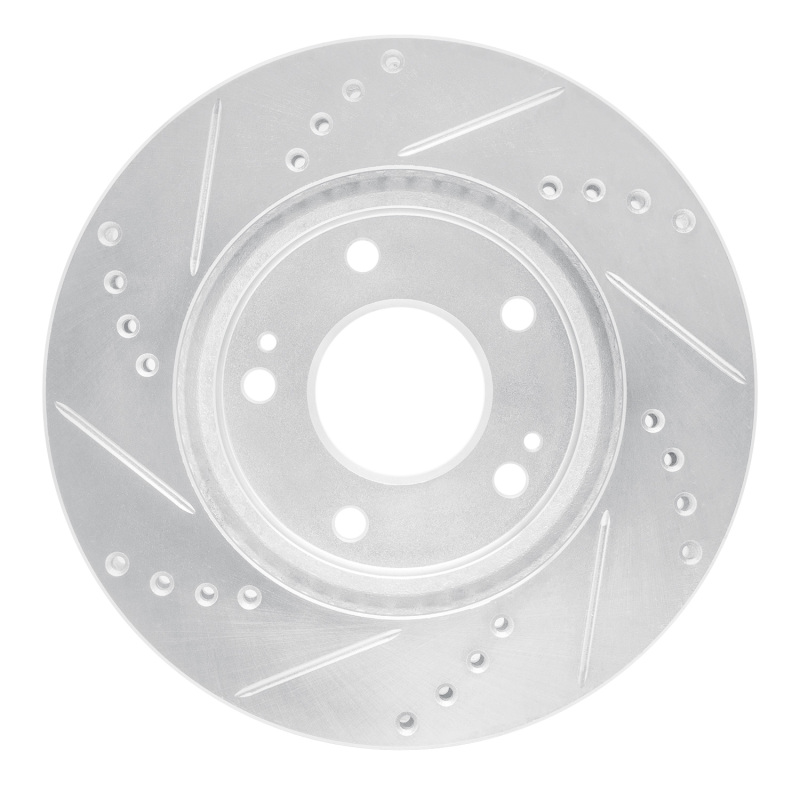 Chrysler Sebring Brake Rotor (1) - Front Right - R1 Concepts - Drilled & Slotted - Silver - `00-`24